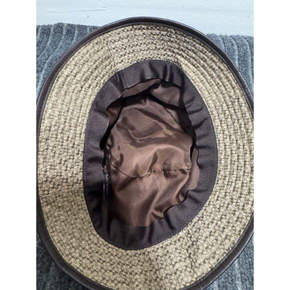 Coach Signature Jacquard Bucket Hat Leather Trim Size Small - Picture 3 of 5